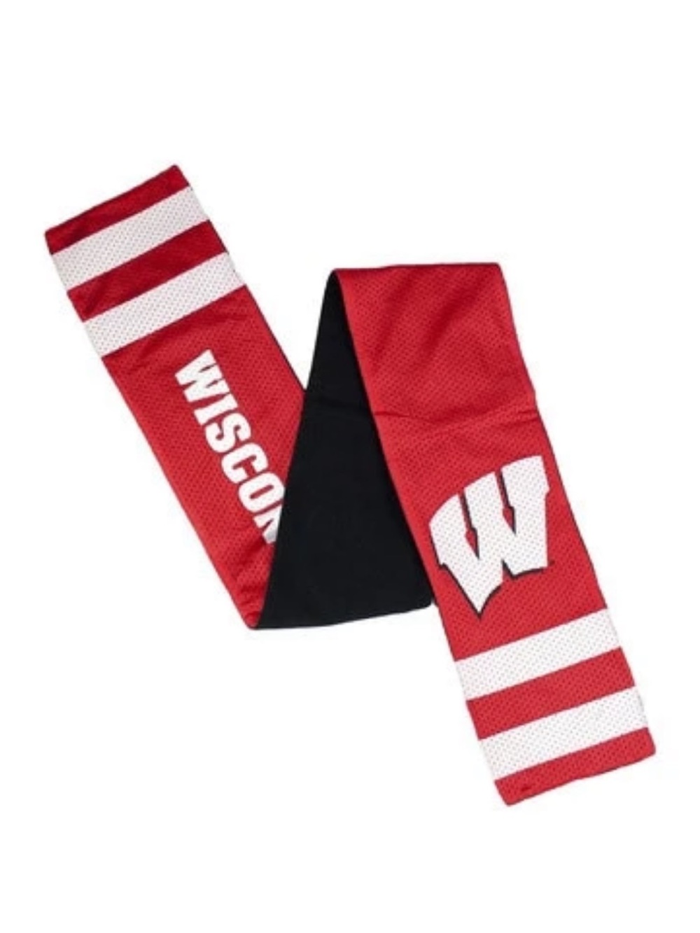 NCAA Wisconsin Badgers Jersey Scarf Red White Black Fleece Back Zip Pocket MVF